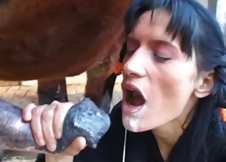 Zoophilic fuckfest with a stunning brunette